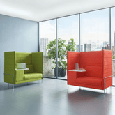 Alcove Four Seater Acoustic Privacy Lounge High Back Fabric Sofa Meeting Booth with Table - Gavisco Office Furniture